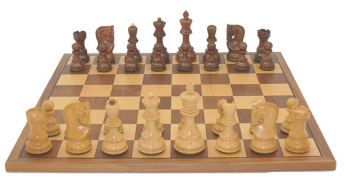 Chess Set: Lada Chess Pieces on Walnut & Maple Chess Board