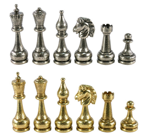 The Grand Chess Pieces - Metal Staunton Design with 4" King