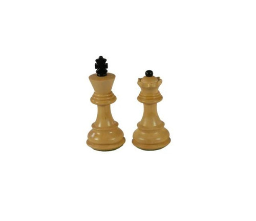 The Zorya Chess Pieces -  Black & Natural Boxwood with 3.75" King white king and queen