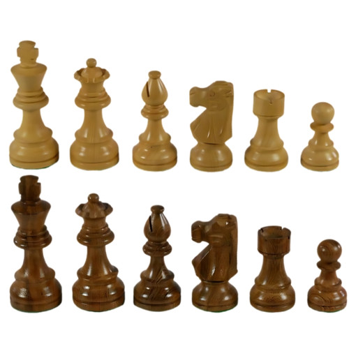 The Exquis Chess Pieces - Kirkwood & Natural Boxwood French Knight Chessmen with 3" King