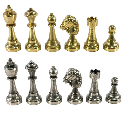 The Treviso Refinement Chess Pieces - Metal Staunton Design with 3" King