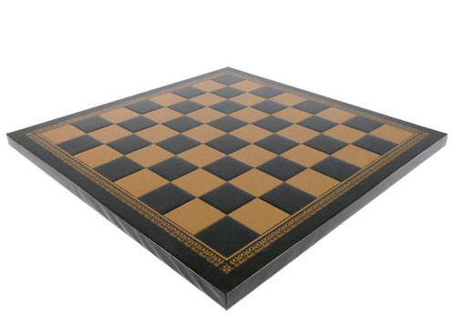 Chess Board: Black & Gold Pressed Leather on Wood 1.25" Squares