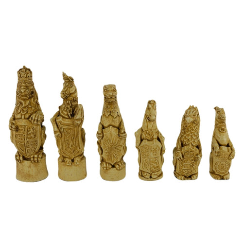 The Heraldic Chess Pieces - Stone Resin with 5.8" King white pieces