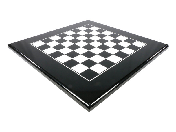Chess Board : Black Lacquered Wooden Chessboard 1.4" Squares