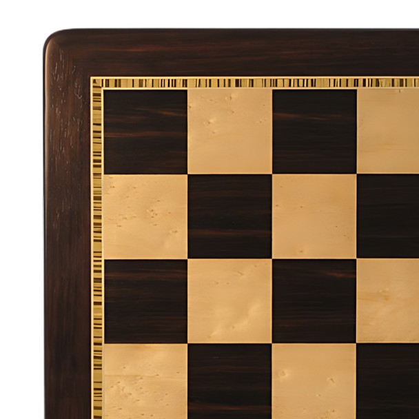 Chess Board: Ebony & Maple Inlaid Board 2.2" Squares corner