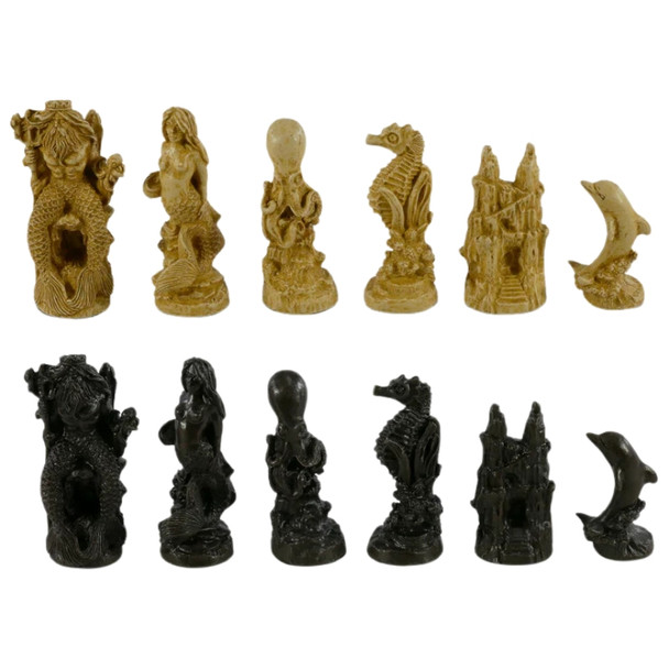 The Atlantis Chess Pieces - Stone Resin with 3.75" King