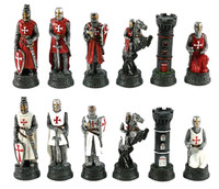 The Crusaders Themed Chess Pieces -  Painted Acrylic Resin Chessmen with 3.25" King