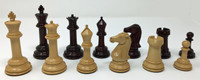 Excalibur Chess Pieces in Rosewood and Boxwood with 4" King in Leatherette Storage Box with Key