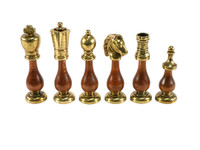 The Opulent Chess Pieces - Metal with Maple & Golden Rosewood Chessmen with 4" King black pieces