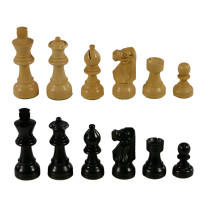 The Résilience Chess Pieces - Black & Natural Boxwood French Knight Chessmen with 3" King