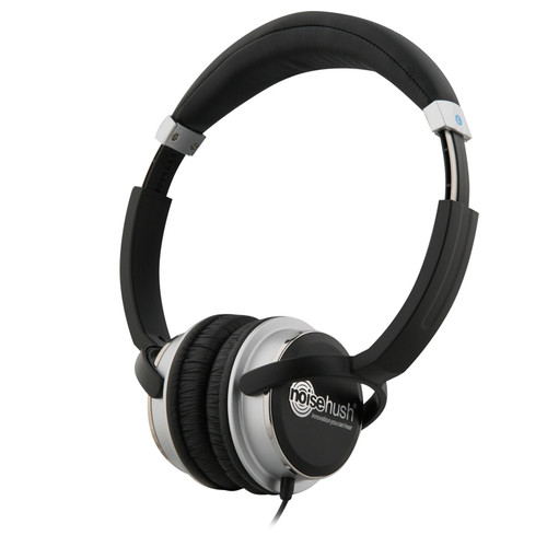 BRAND NEW NOISEHUSH NX26 SILVER BLACK MEDIUM 3.5MM STEREO HEADPHONES WITH NEODYMIUM MAGNET DRIVERS