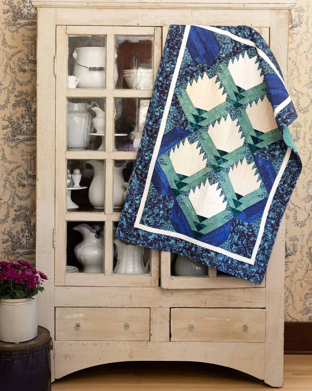 go! lotus garden throw quilt pattern