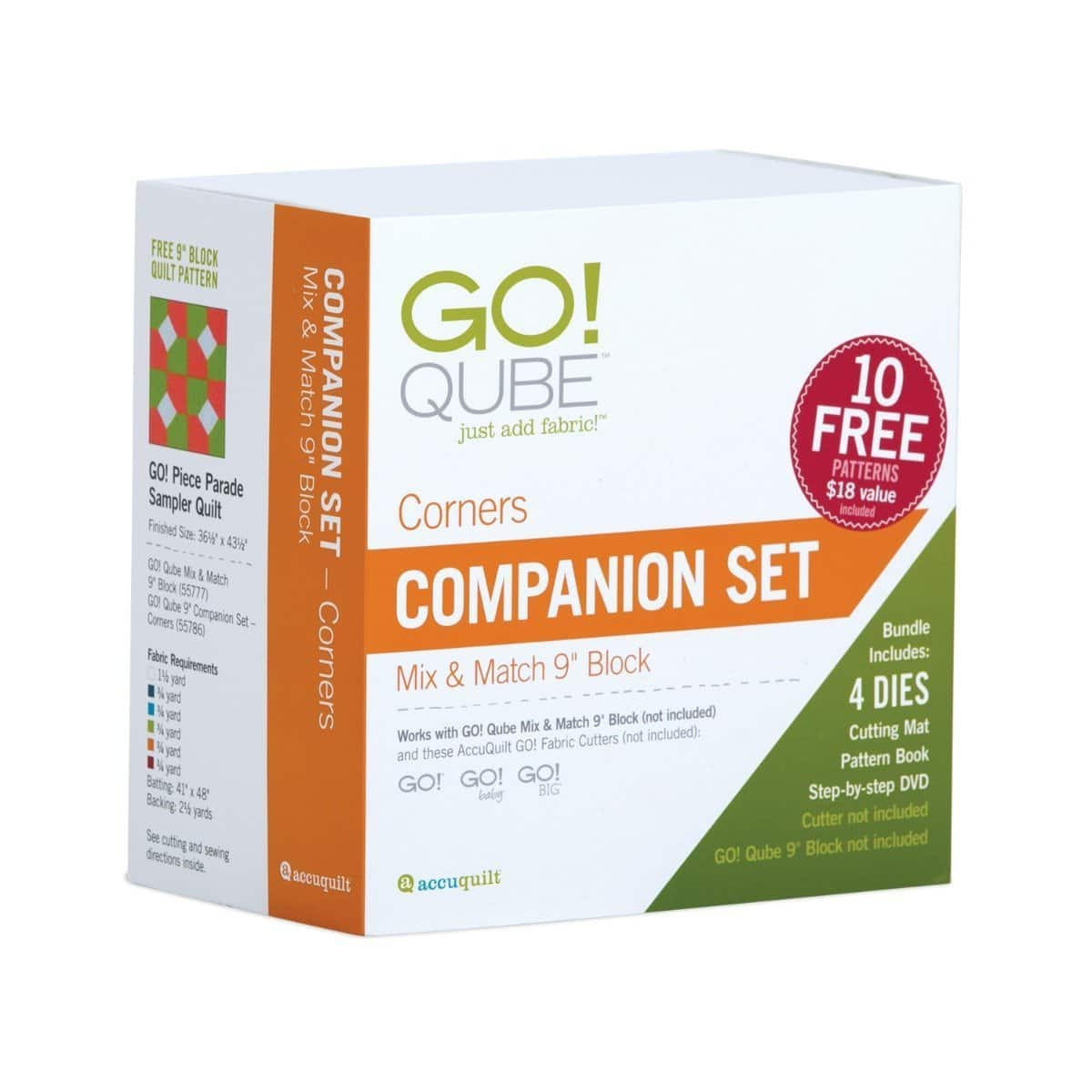 Quilting companion set for creating mix and match 9-inch block patterns.