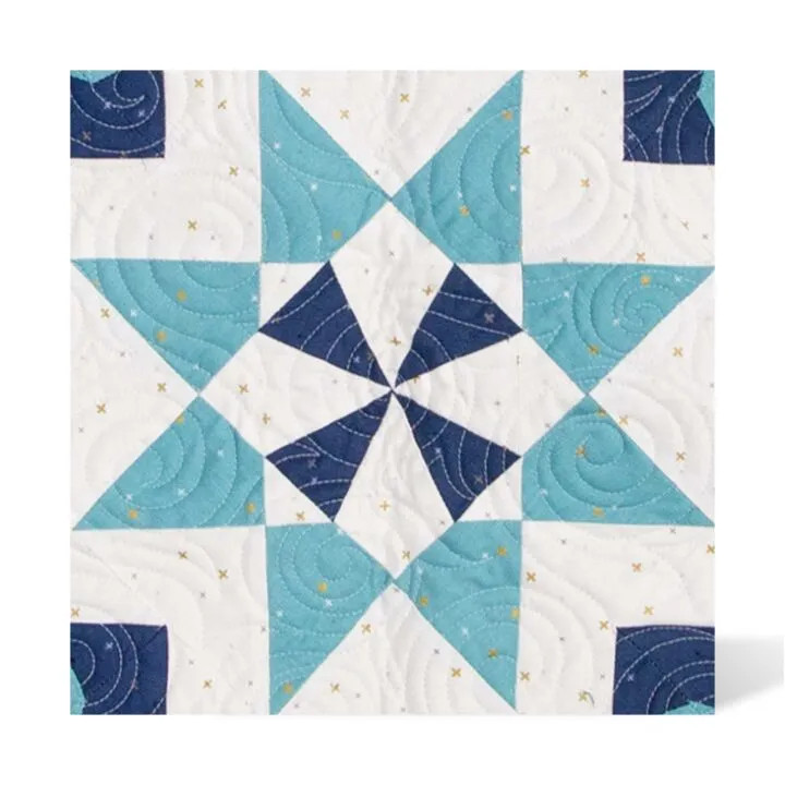 Quilted star pattern in shades of blue and white from West Gosford NSW.