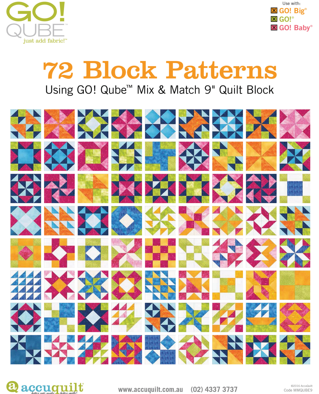 GO! Qube 9" Block 72 Block Patterns Booklet