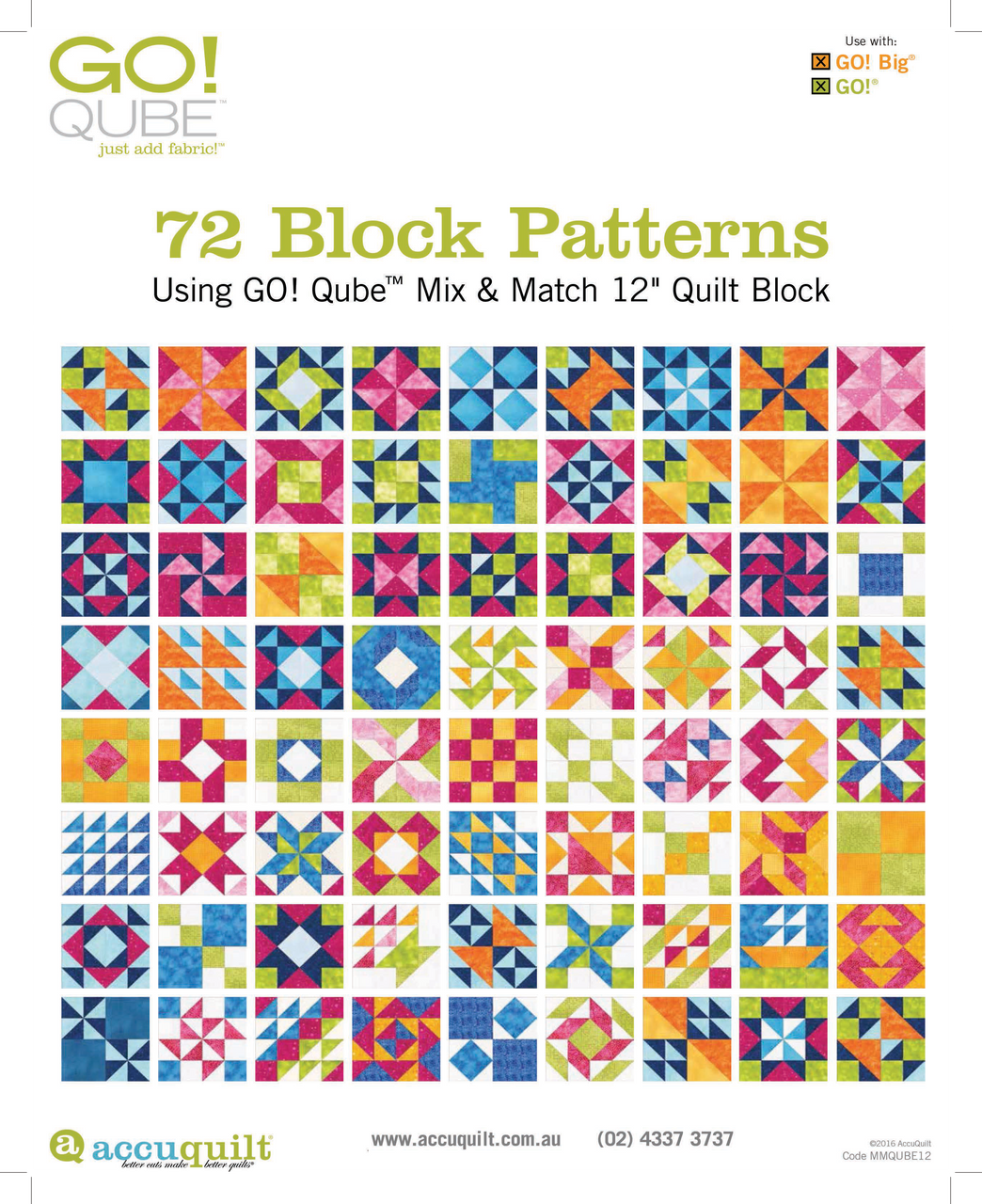 GO! Qube 12" Block 72 Block Patterns Booklet