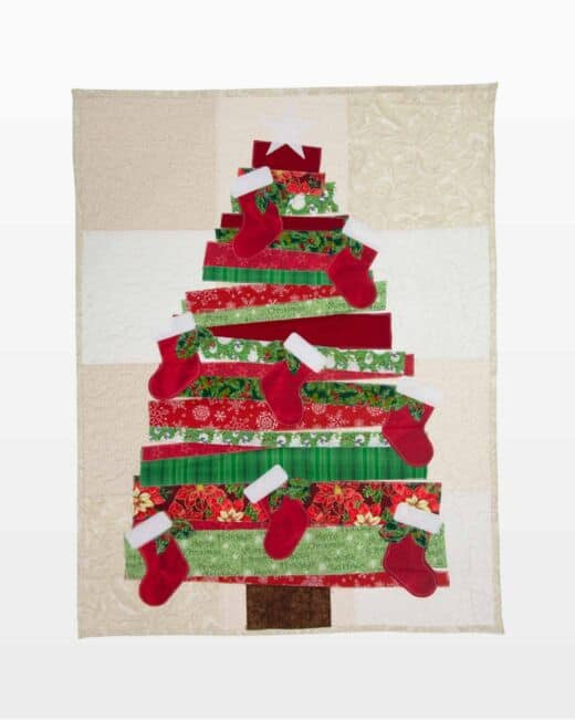 go! scrappy, strippy, stocking tree wall hanging pattern