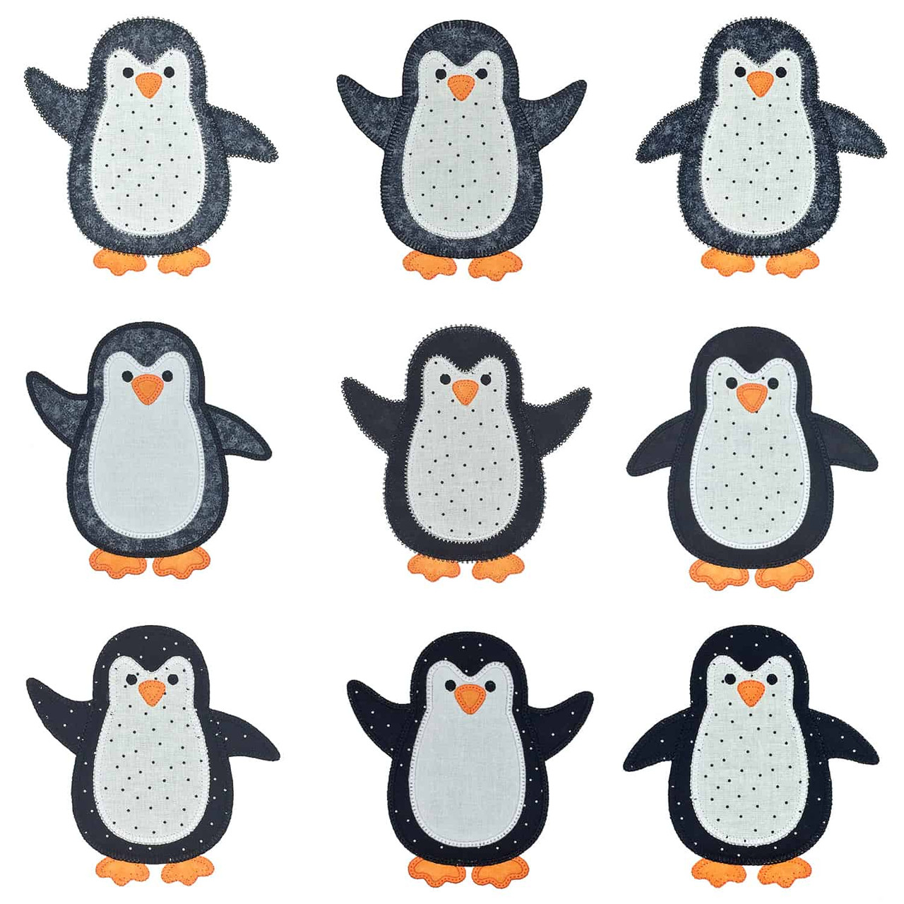 go! penguin set embroidery patterns by v stitch designs