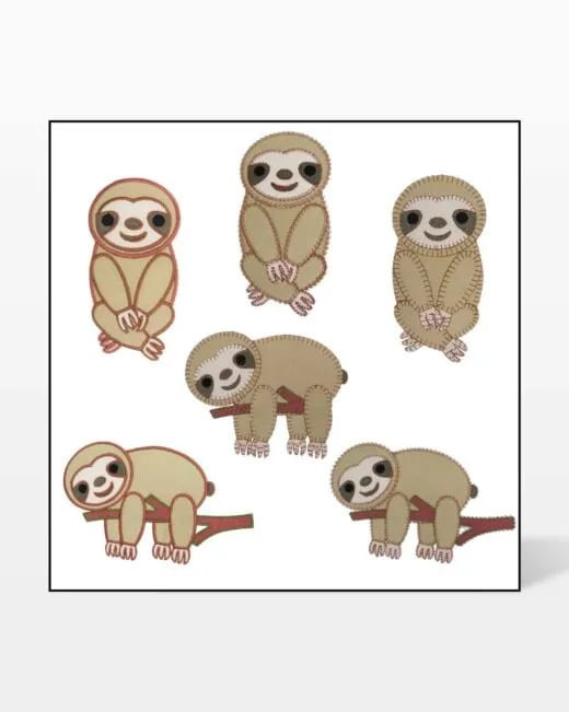 go! sloth embroidery designs