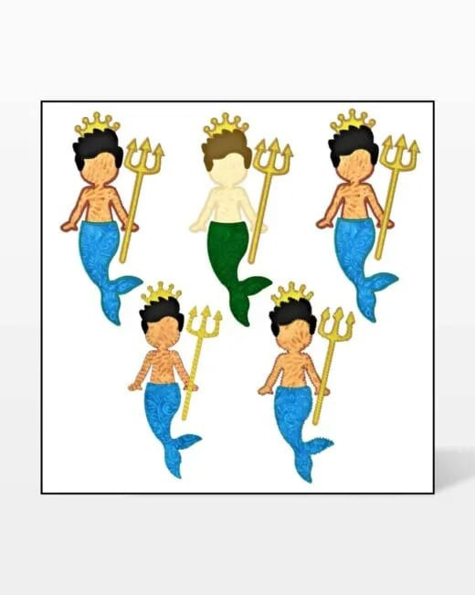 go! mermaid king & queen embroidery designs