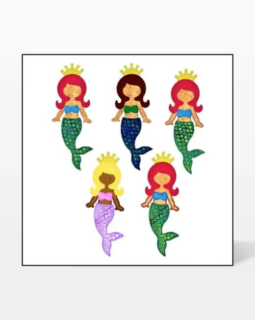 go! mermaid king & queen embroidery designs