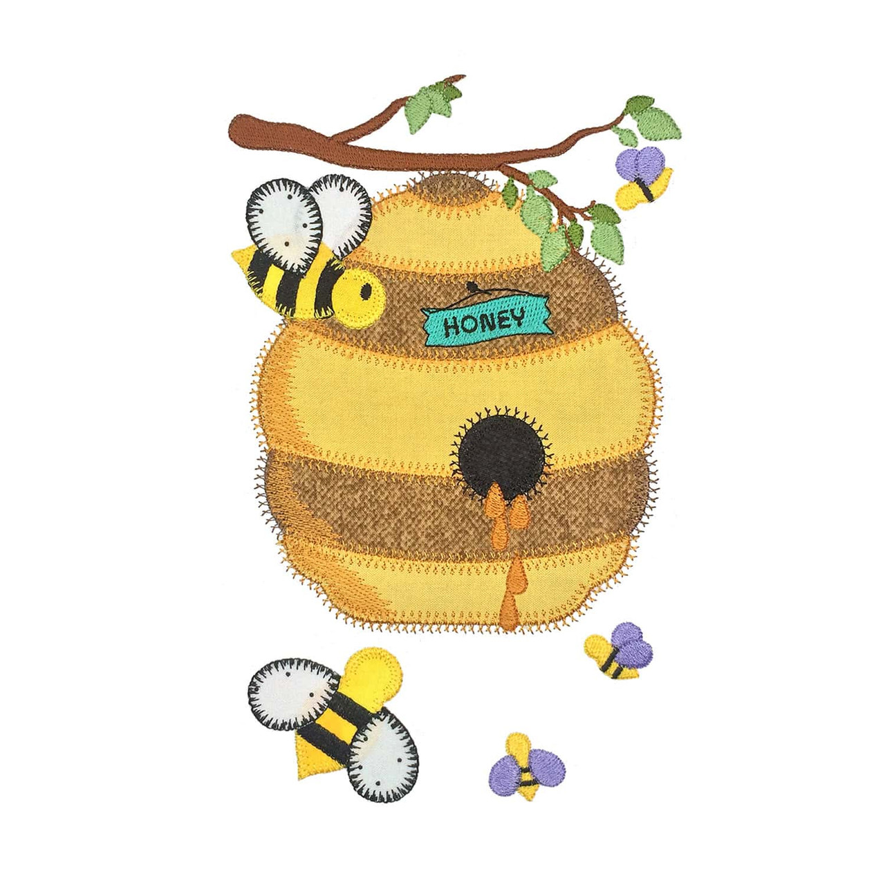 GO! Bee and Beehive Honey Embroidery Pattern by V-Stitch Designs