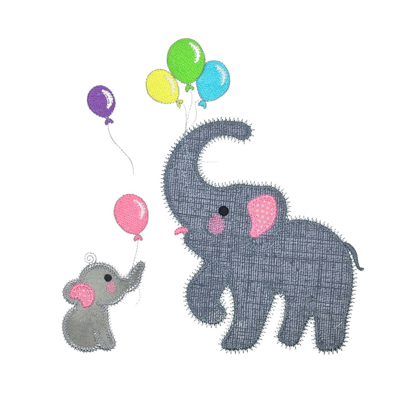 GO! Elephants with Balloons Embroidery Pattern by V-Stitch Designs