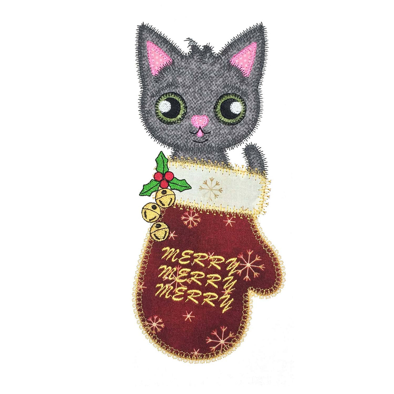 GO! Kitten in a Mitten Embroidery Pattern by V-Stitch Designs