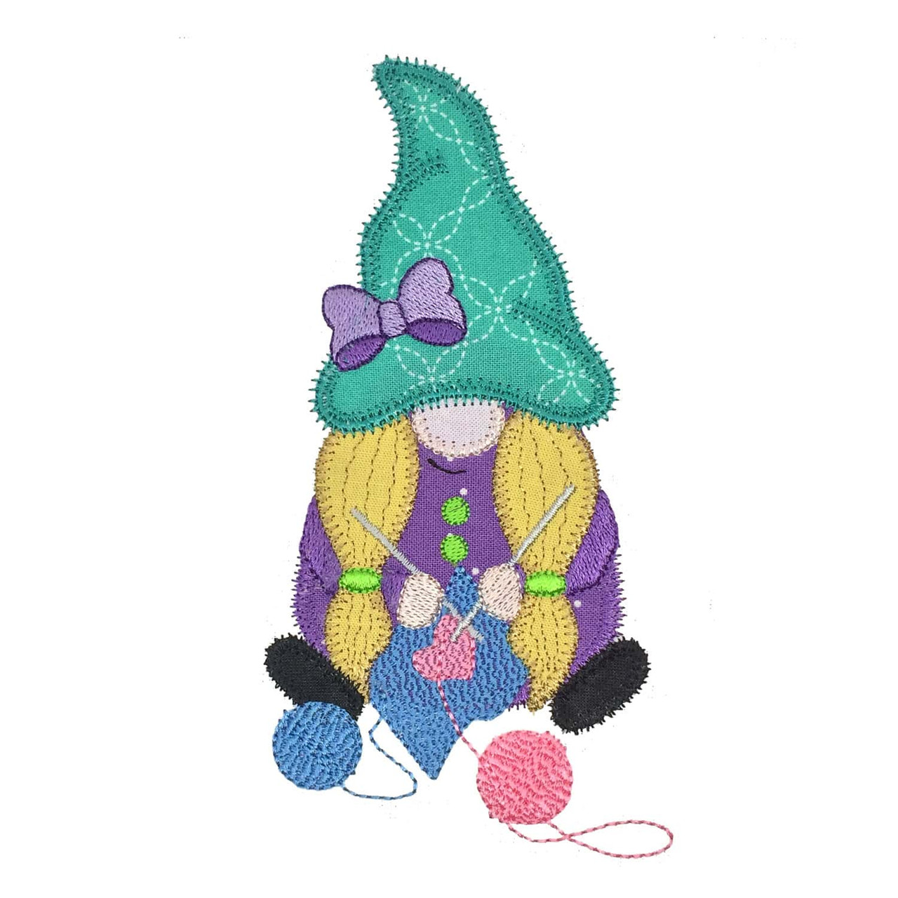 GO! Knitting Gnome  Embroidery Pattern by V-Stitch Designs