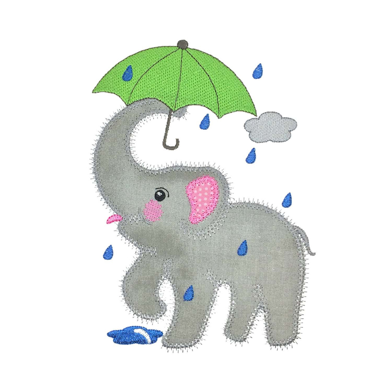 GO! Rainy Elephant Embroidery Pattern by V-Stitch Design