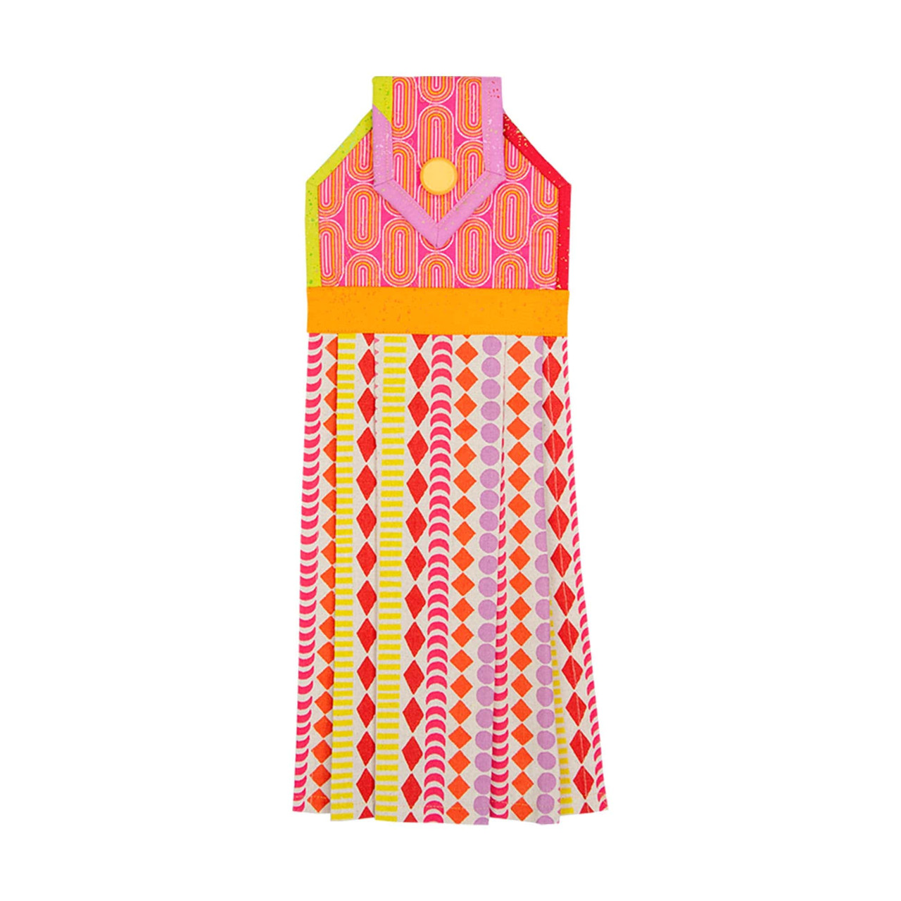 Colorful geometric fabric pattern cut by West Gosford business.
