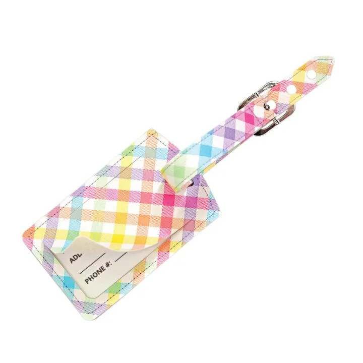 Personalised fabric luggage tag sewn with AccuQuilt GO! Luggage Tag Die 55922