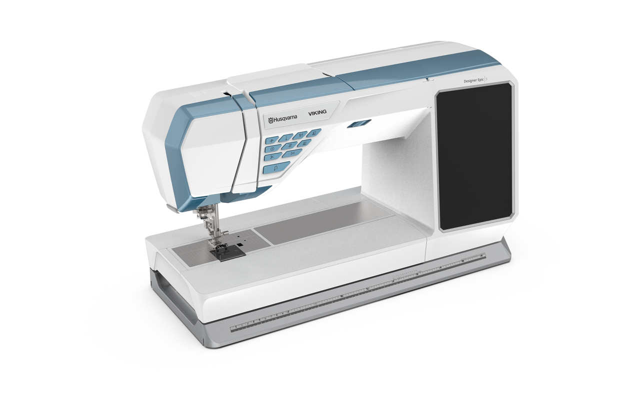 Modern sewing machine with a sleek design for efficient sewing tasks.