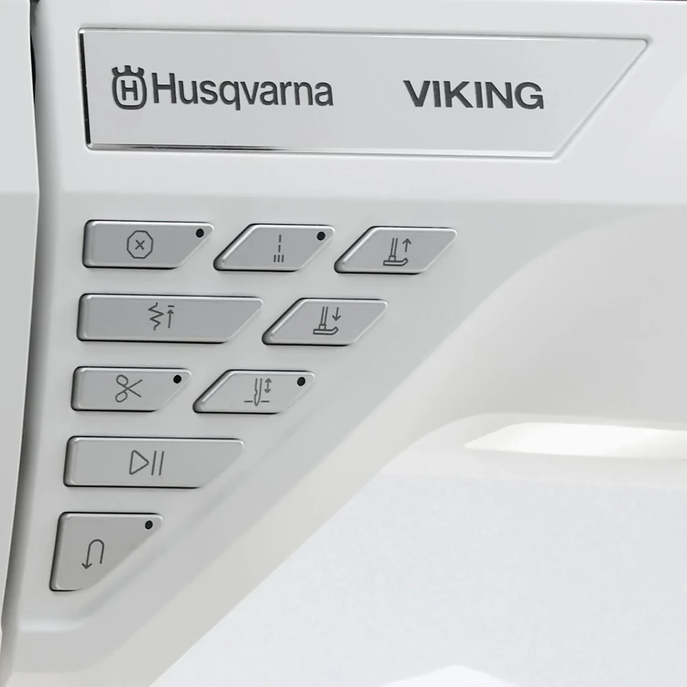 Husqvarna Viking control panel stitch selection buttons close-up