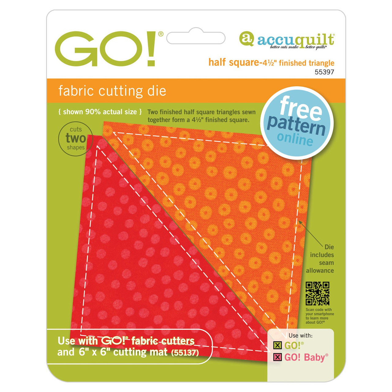 GO! Half Square - 4 1/2" Finished Triangle (AQ55397)