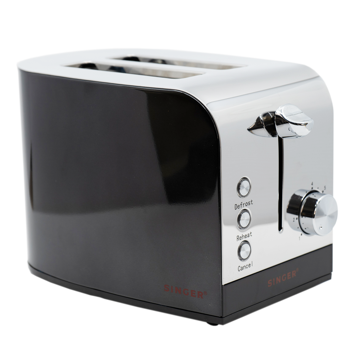 SINGER® 2 Slice Stainless Steel Toaster - Black Angle 1