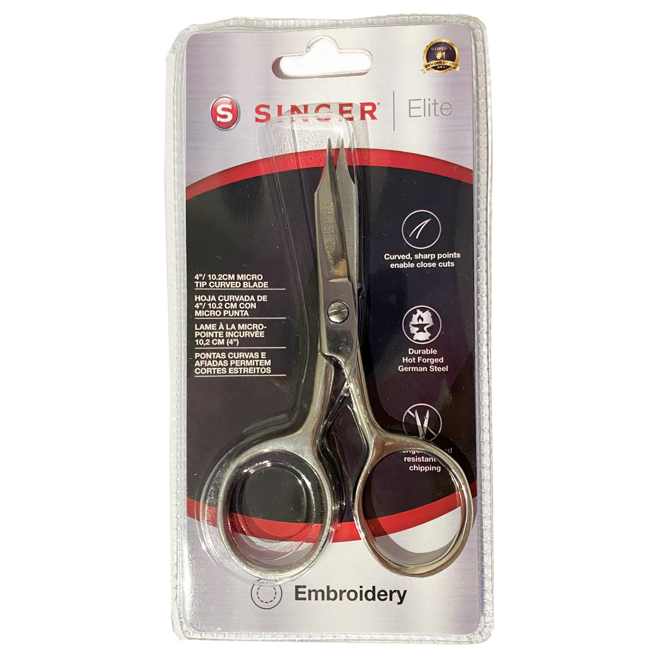 4 Inch Curved Microtip Embroidery Scissors In The Packet