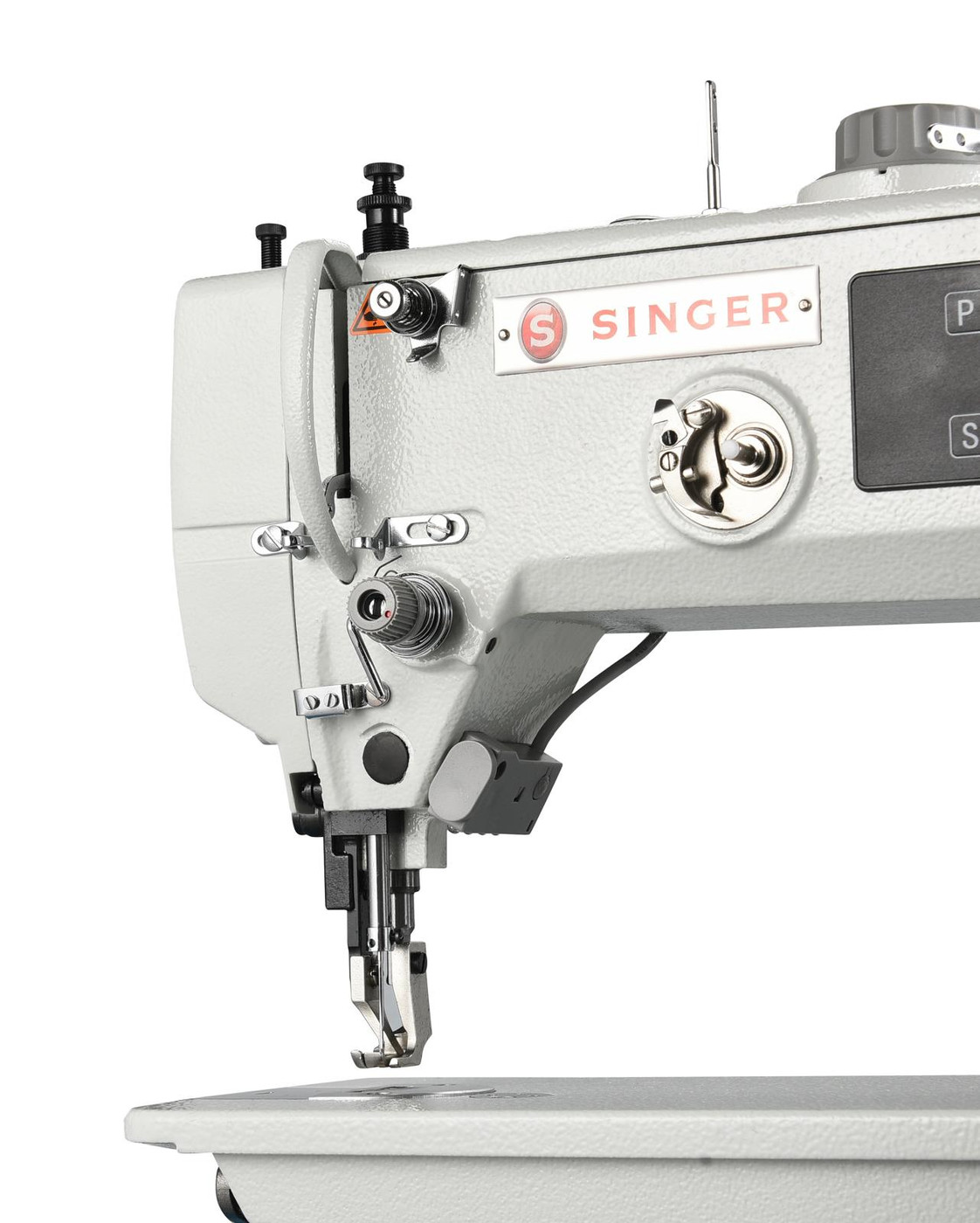 SINGER® 712G E Series Direct Drive Upper and Lower Compound Feed Lockstitch Industrial Sewing Machine with Table