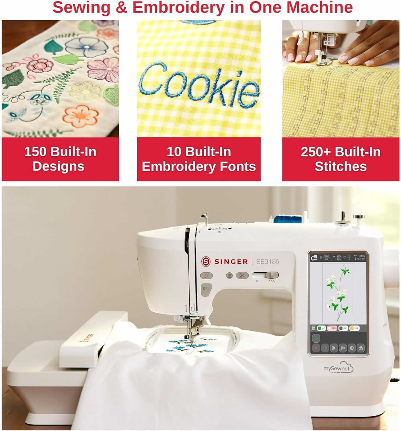 SINGER® SE9185 Sewing & Embroidery Machine with WIFI colour touchscreen