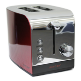 SINGER® 2 Slice Stainless Steel Toaster - Red angle 2