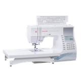 SINGER 9960 Quantum Stylist with extension table and lid open