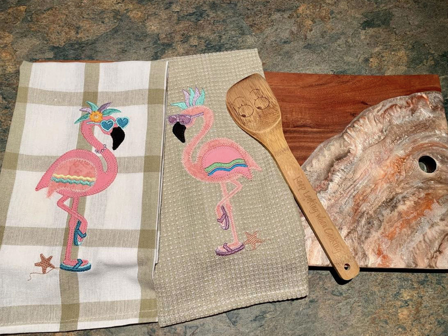 GO! Beach Flamingo Tea Towels