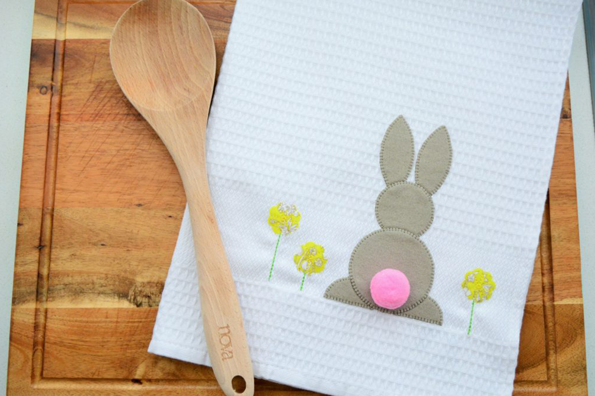 Garden Bunny Tea Towel