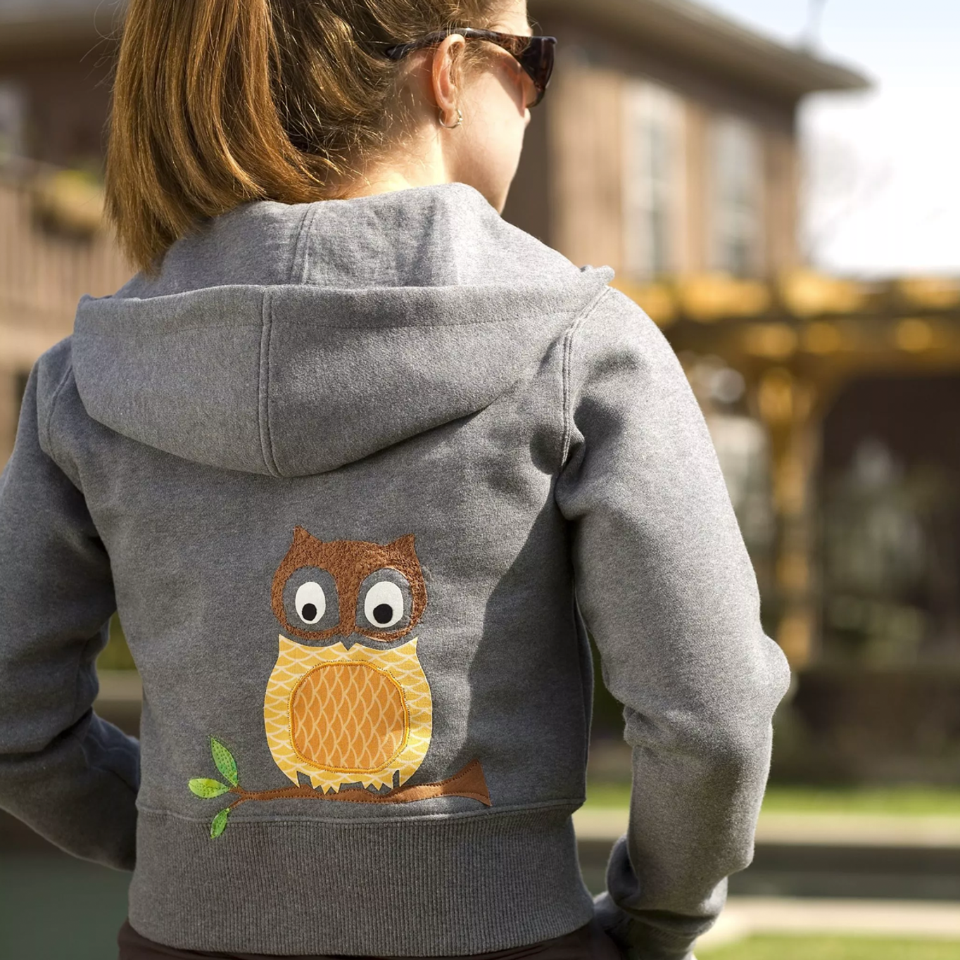 Hoodie with Owl Applique