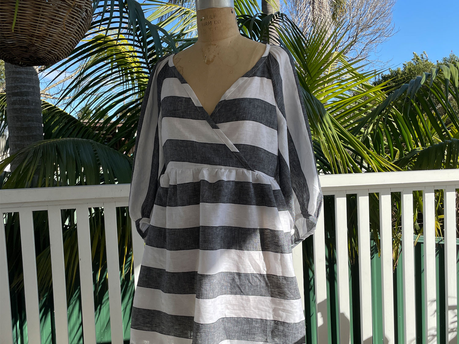 Sewing McCalls 7969 in a Bold Striped Linen