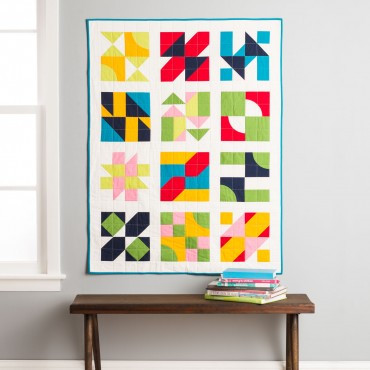 GO! Qube 9" Companion Sampler Quilt on wall