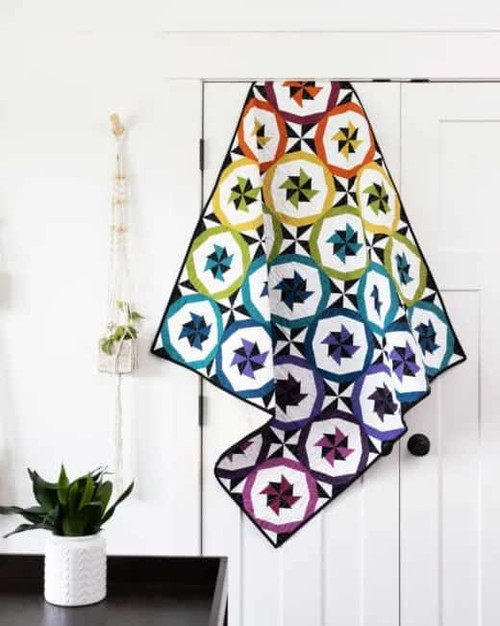 go! rainbow road throw quilt pattern