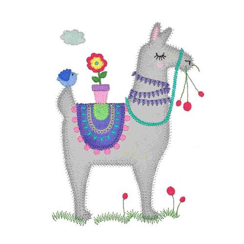 GO! Spring Llama Embroidery Pattern by V-Stitch Designs