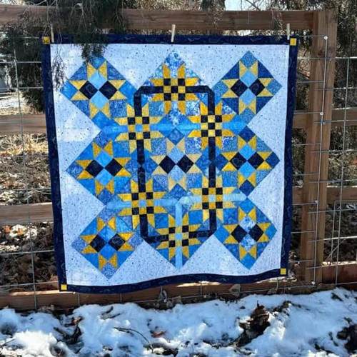 GO! Modern Star and Cross Blue Ribbon Throw Quilt Pattern