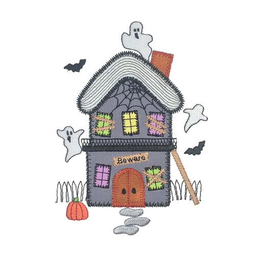 GO! Creepy Haunted Small House Embroidery Pattern by V-Stitch Designs